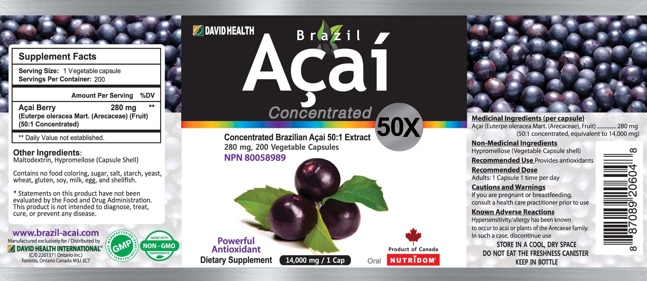 BRAZIL ACAI 50X CONCENTRATED CAPSULE (280MG, 200CAPSULES)