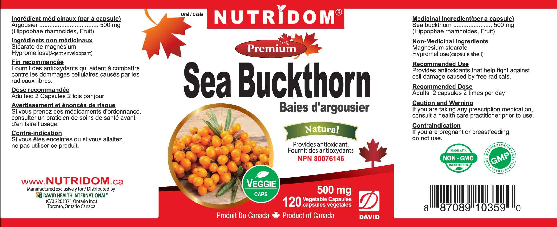 NUTRIDOM Sea Buckthorn 120 Capsules