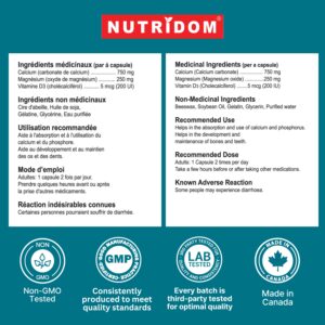 Nutridom Liquid Cal-Mag-Vit.D 1000mg 120 Softgels - Image 5