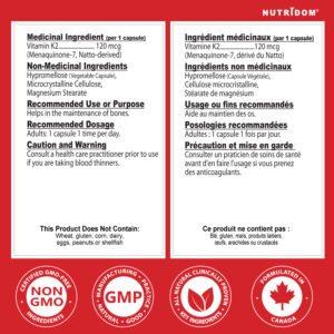 Nutridom Vitamin K2 120mcg120 Vcaps - Image 2