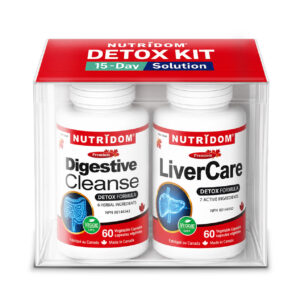 Nutridom Detox Kit 15-Day Solution - Digestive Cleanse 60 Vcaps + LiverCare 60 Vcaps